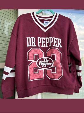 Viral Dr Pepper Women's Maroon V-Neck Jersey Stylr Pullover Sweatshirt